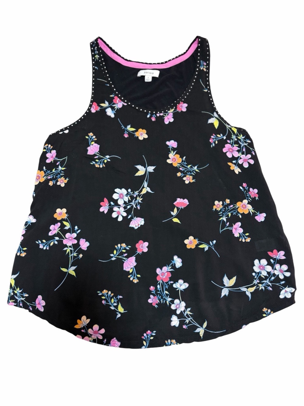 Kensie Black Floral Sleeveless Tank Top - Size S